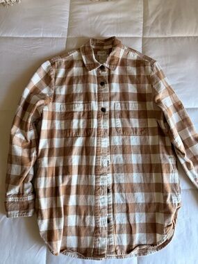 J. Crew Buffalo Check Button Down in Tan & White